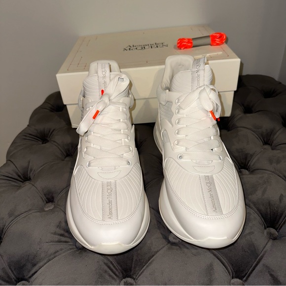 New Size 46 Alexander McQueen Sneakers White Silver - Picture 3 of 14